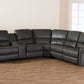 Baxton Studio Amaris Modern and Contemporary Grey Bonded Leather 5-Piece Power Reclining Sectional Sofa with USB Ports | Sofas | Modishstore - 3