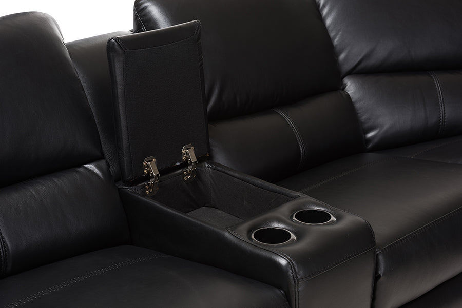 Baxton Studio Amaris Modern and Contemporary Grey Bonded Leather 5-Piece Power Reclining Sectional Sofa with USB Ports | Sofas | Modishstore - 16