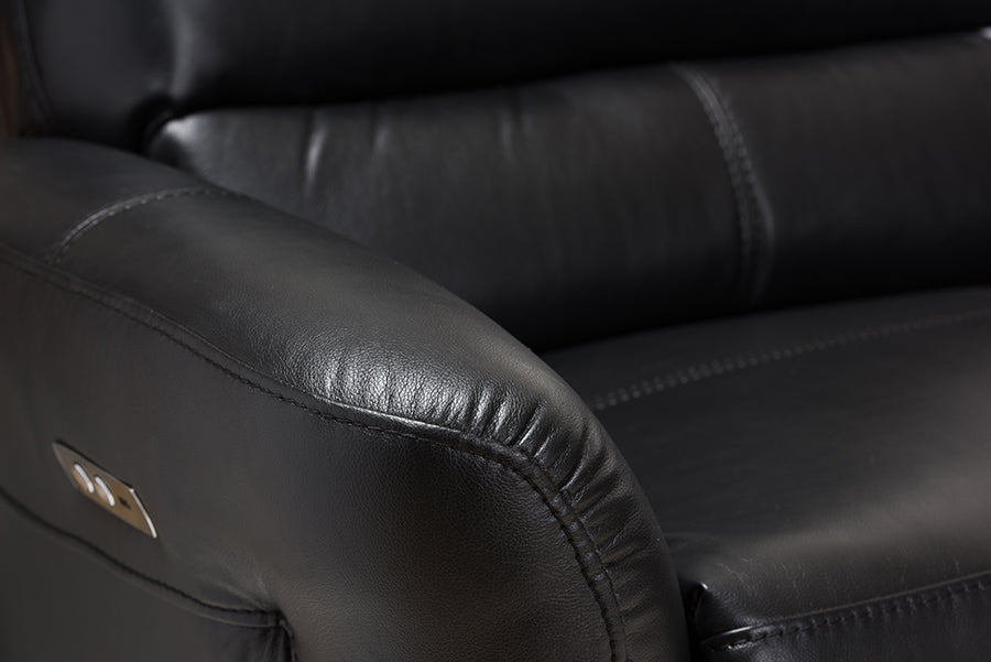 Baxton Studio Amaris Modern and Contemporary Grey Bonded Leather 5-Piece Power Reclining Sectional Sofa with USB Ports | Sofas | Modishstore - 14