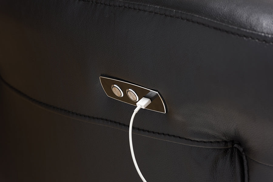 Baxton Studio Amaris Modern and Contemporary Grey Bonded Leather 5-Piece Power Reclining Sectional Sofa with USB Ports | Sofas | Modishstore - 13