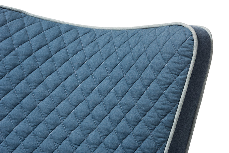 Baxton Studio Zoelle Mid-Century Modern Blue Fabric Upholstered Natural Finished Rocking Chair | Rocking Chairs | Modishstore - 5
