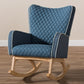 Baxton Studio Zoelle Mid-Century Modern Blue Fabric Upholstered Natural Finished Rocking Chair | Rocking Chairs | Modishstore - 3