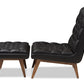 Baxton Studio Annetha Mid-Century Modern Black Faux Leather Upholstered Walnut Finished Wood Chair And Ottoman Set | Sofas | Modishstore - 4