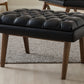 Baxton Studio Annetha Mid-Century Modern Black Faux Leather Upholstered Walnut Finished Wood Ottoman | Ottomans | Modishstore - 2
