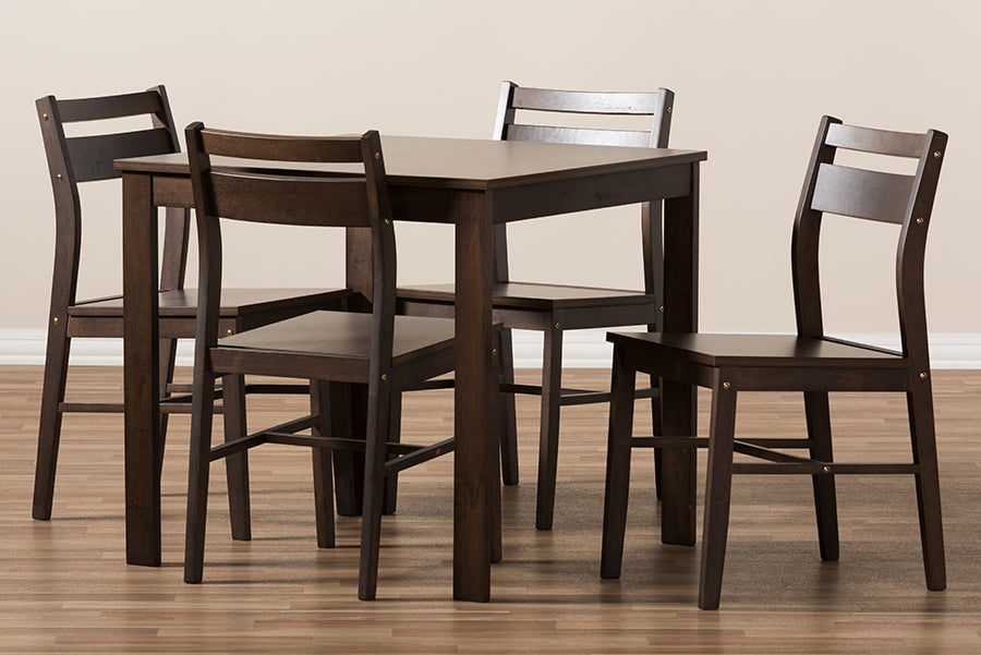Baxton Studio Lovy Modern and Contemporary Walnut-Finished 5-Piece Dining Set | Dining Sets | Modishstore - 3