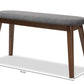 Baxton Studio Easton Mid-Century Modern Dark Grey Fabric Upholstered Walnut Finished Wood Bench | Benches | Modishstore - 7