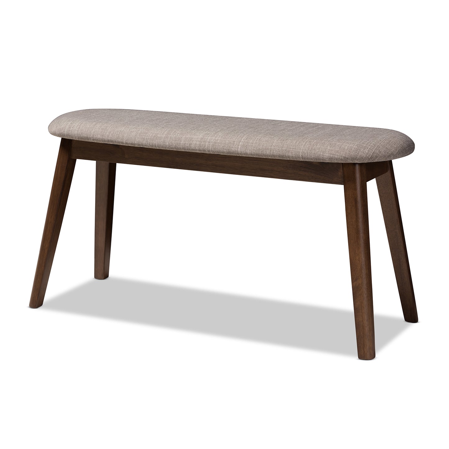 Baxton Studio Easton Mid-Century Modern Light Grey Fabric Upholstered Walnut Finished Wood Bench | Benches | Modishstore