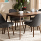 baxton studio cody mid century modern dark grey fabric upholstered walnut finished wood 5 piece dining set | Modish Furniture Store-7