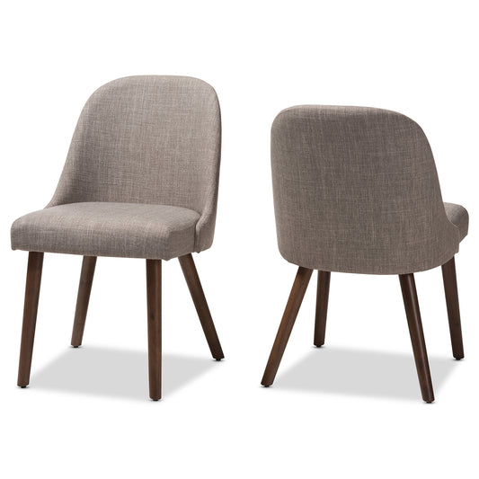 Baxton Studio Cody Mid-Century Modern Light Grey Fabric Upholstered Walnut Finished Wood Dining Chair (Set of 2) | Dining Chairs | Modishstore