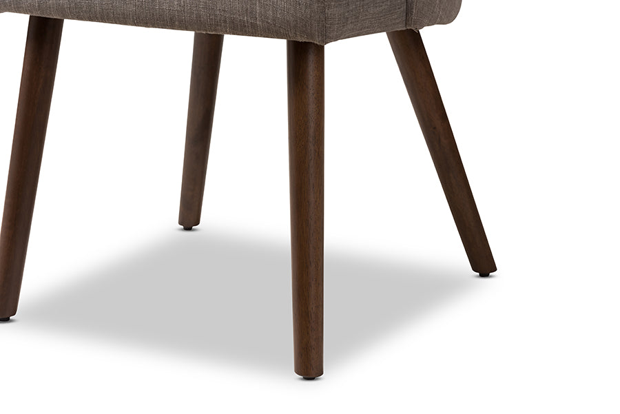Baxton Studio Cody Mid-Century Modern Light Grey Fabric Upholstered Walnut Finished Wood Dining Chair (Set of 2) | Dining Chairs | Modishstore - 3