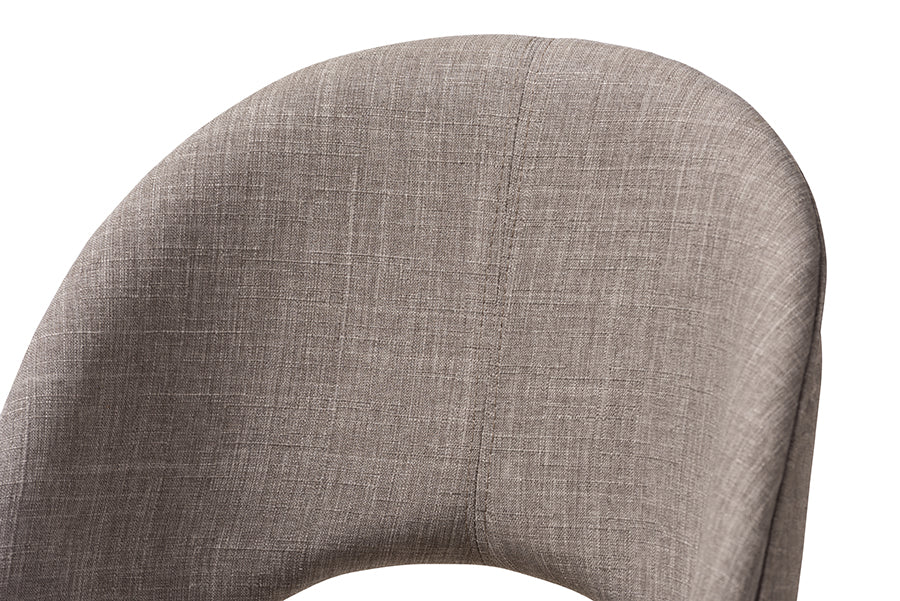 Baxton Studio Wesley Mid-Century Modern Light Grey Fabric Upholstered Walnut Finished Wood Dining Chair (Set of 2) | Dining Chairs | Modishstore - 4