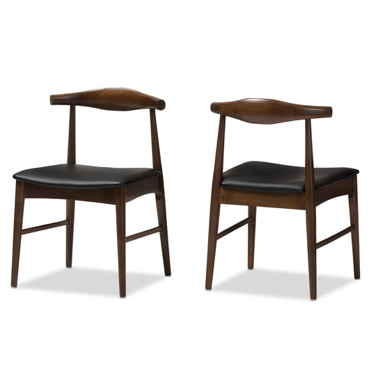 Baxton Studio Winton Mid-Century Modern Walnut Wood Dining Chair (Set of 2) | Dining Chairs | Modishstore