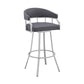 Palmdale 26" Swivel Slate Grey Faux Leather and Silver Metal Bar Stool By Armen Living | Bar Stools | Modishstore - 2