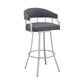 Palmdale 26" Swivel Slate Grey Faux Leather and Silver Metal Bar Stool By Armen Living | Bar Stools | Modishstore - 2