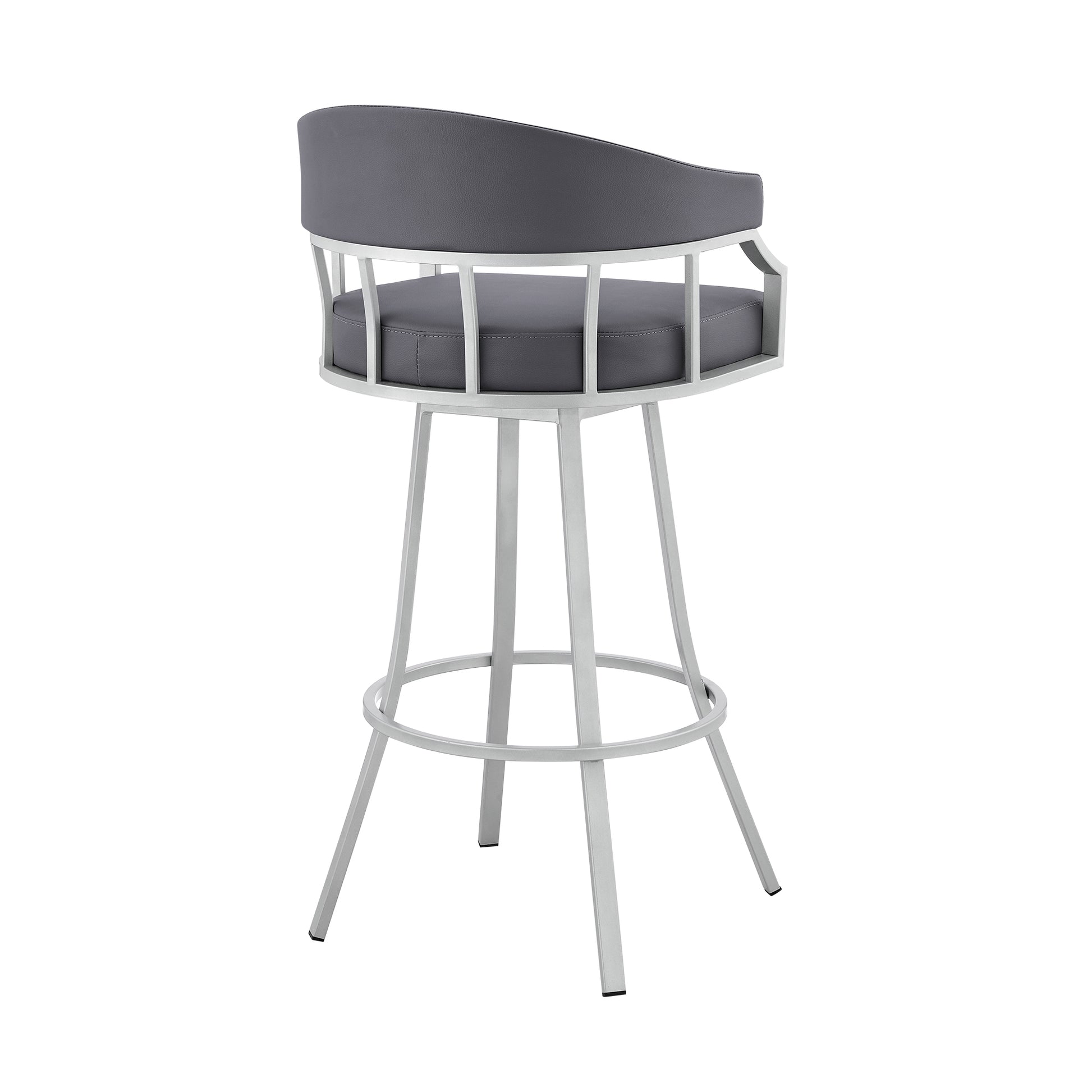 Palmdale 26" Swivel Slate Grey Faux Leather and Silver Metal Bar Stool By Armen Living | Bar Stools | Modishstore - 5