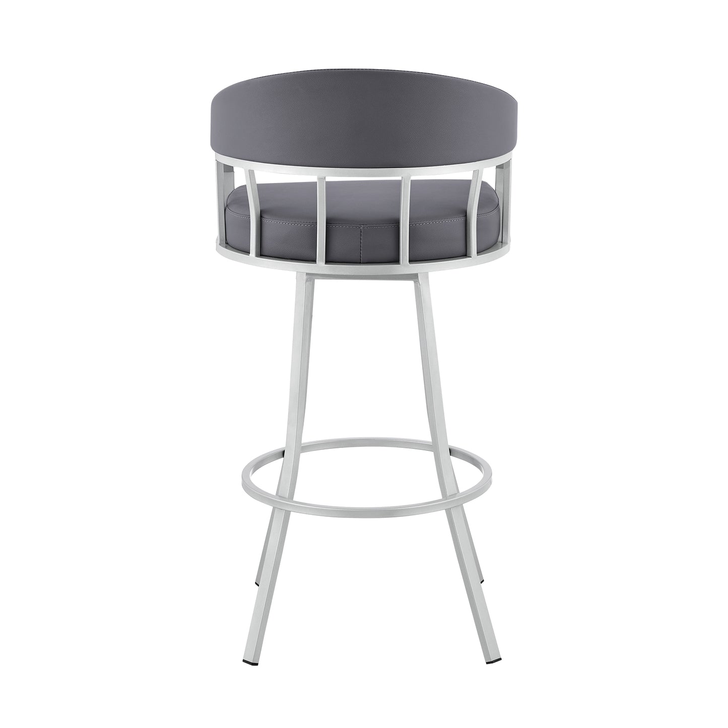 Palmdale 26" Swivel Slate Grey Faux Leather and Silver Metal Bar Stool By Armen Living | Bar Stools | Modishstore - 6
