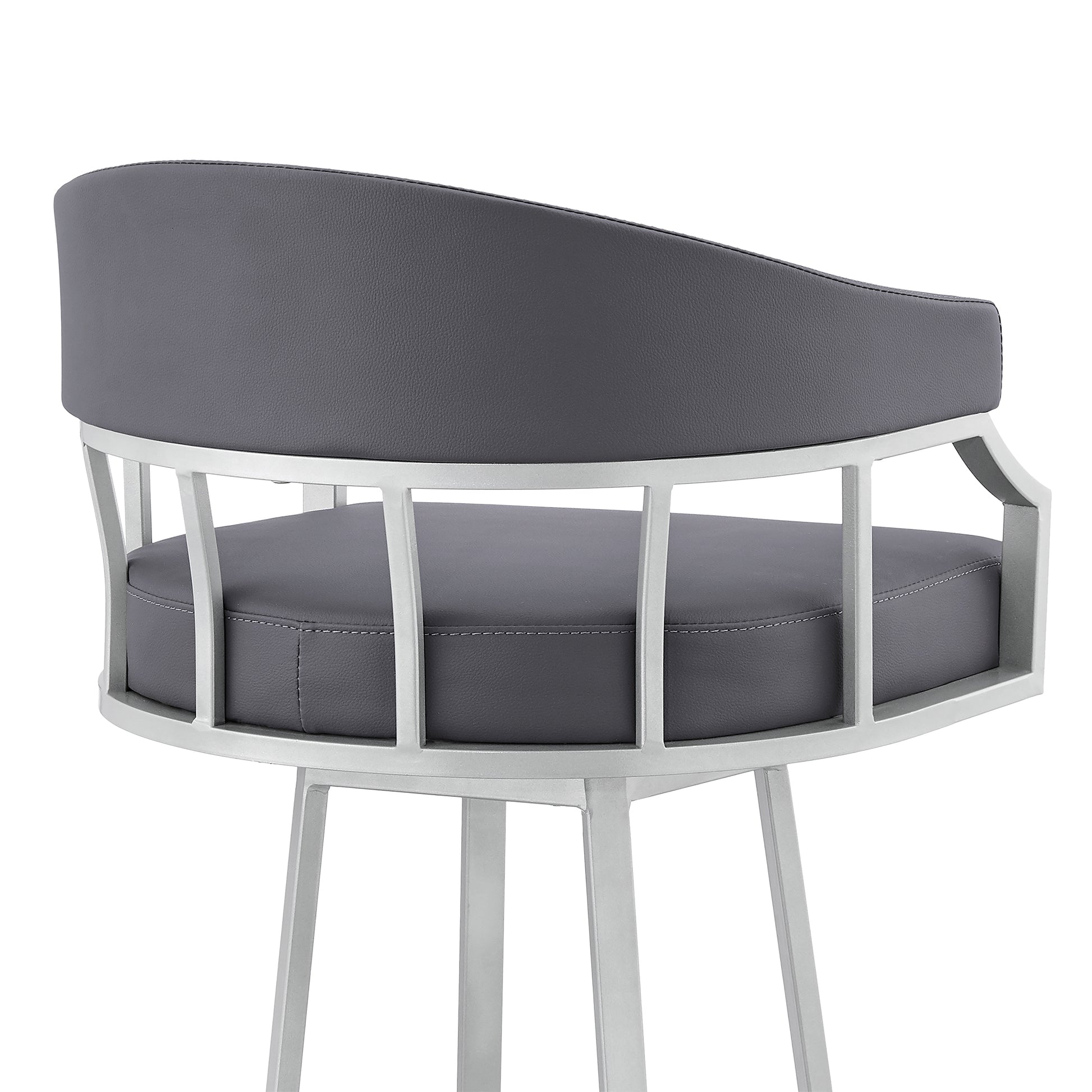 Palmdale 26" Swivel Slate Grey Faux Leather and Silver Metal Bar Stool By Armen Living | Bar Stools | Modishstore - 10