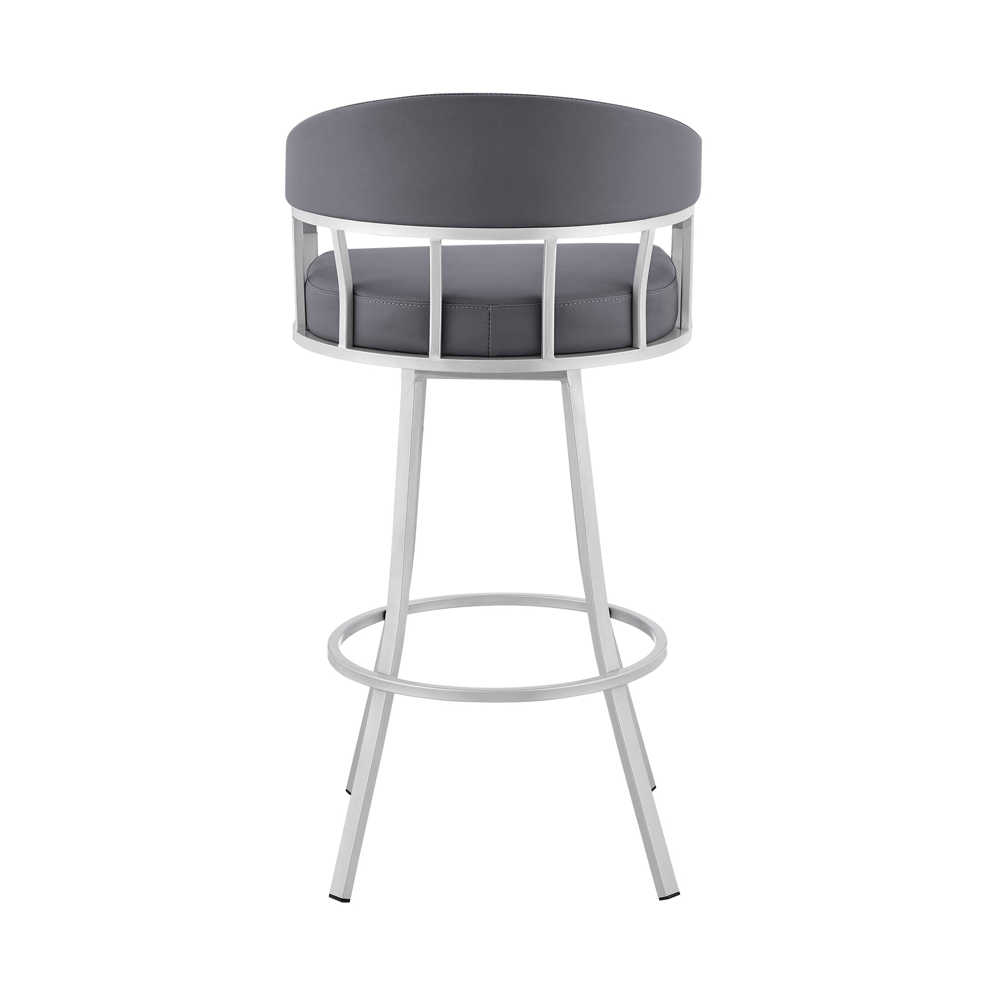 Palmdale 30" Swivel Slate Grey Faux Leather and Silver Metal Bar Stool By Armen Living | Bar Stools | Modishstore - 6
