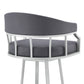 Palmdale 30" Swivel Slate Grey Faux Leather and Silver Metal Bar Stool By Armen Living | Bar Stools | Modishstore - 10