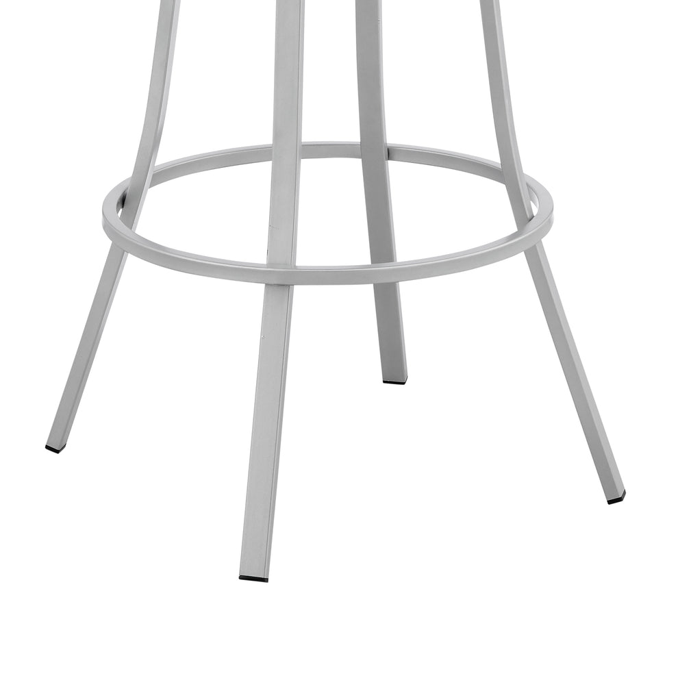 Palmdale 30" Swivel Slate Grey Faux Leather and Silver Metal Bar Stool By Armen Living | Bar Stools | Modishstore - 8