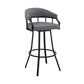 Palmdale 30" Swivel Slate Grey Faux Leather and Black Metal Bar Stool By Armen Living | Bar Stools | Modishstore - 2