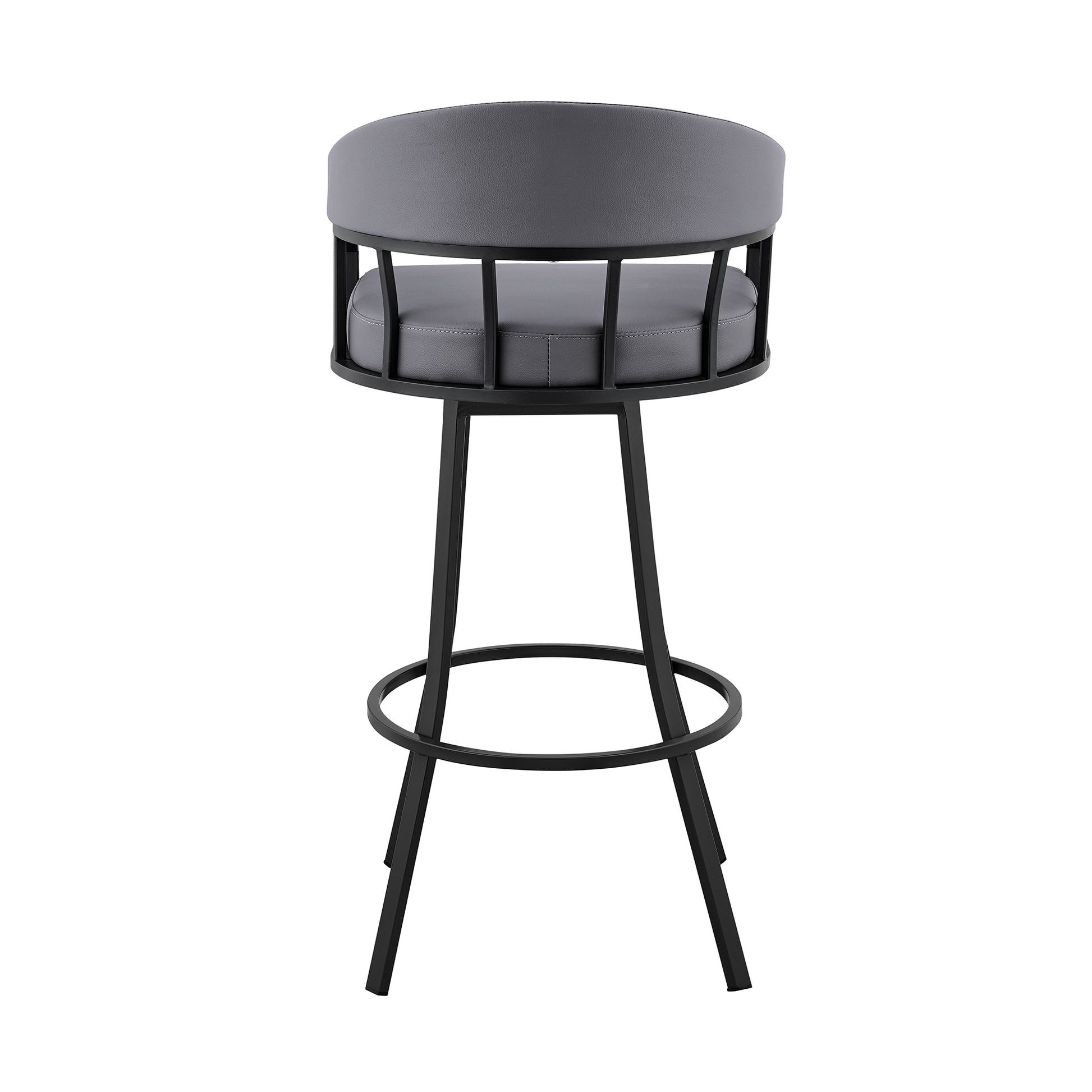 Palmdale 30" Swivel Slate Grey Faux Leather and Black Metal Bar Stool By Armen Living | Bar Stools | Modishstore - 6