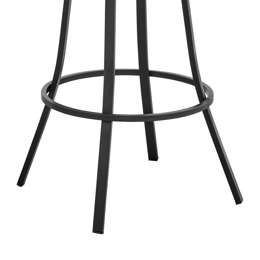 Palmdale 30" Swivel Slate Grey Faux Leather and Black Metal Bar Stool By Armen Living | Bar Stools | Modishstore - 8