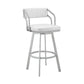 Scranton 30" Swivel White Faux Leather and Silver Metal Bar Stool By Armen Living | Bar Stools | Modishstore - 2