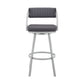 Scranton 26" Swivel Slate Grey Faux Leather and Silver Metal Bar Stool By Armen Living | Bar Stools | Modishstore - 3