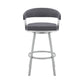 Bronson 25" Slate Grey Faux Leather and Silver Metal Bar Stool By Armen Living | Bar Stools | Modishstore - 3