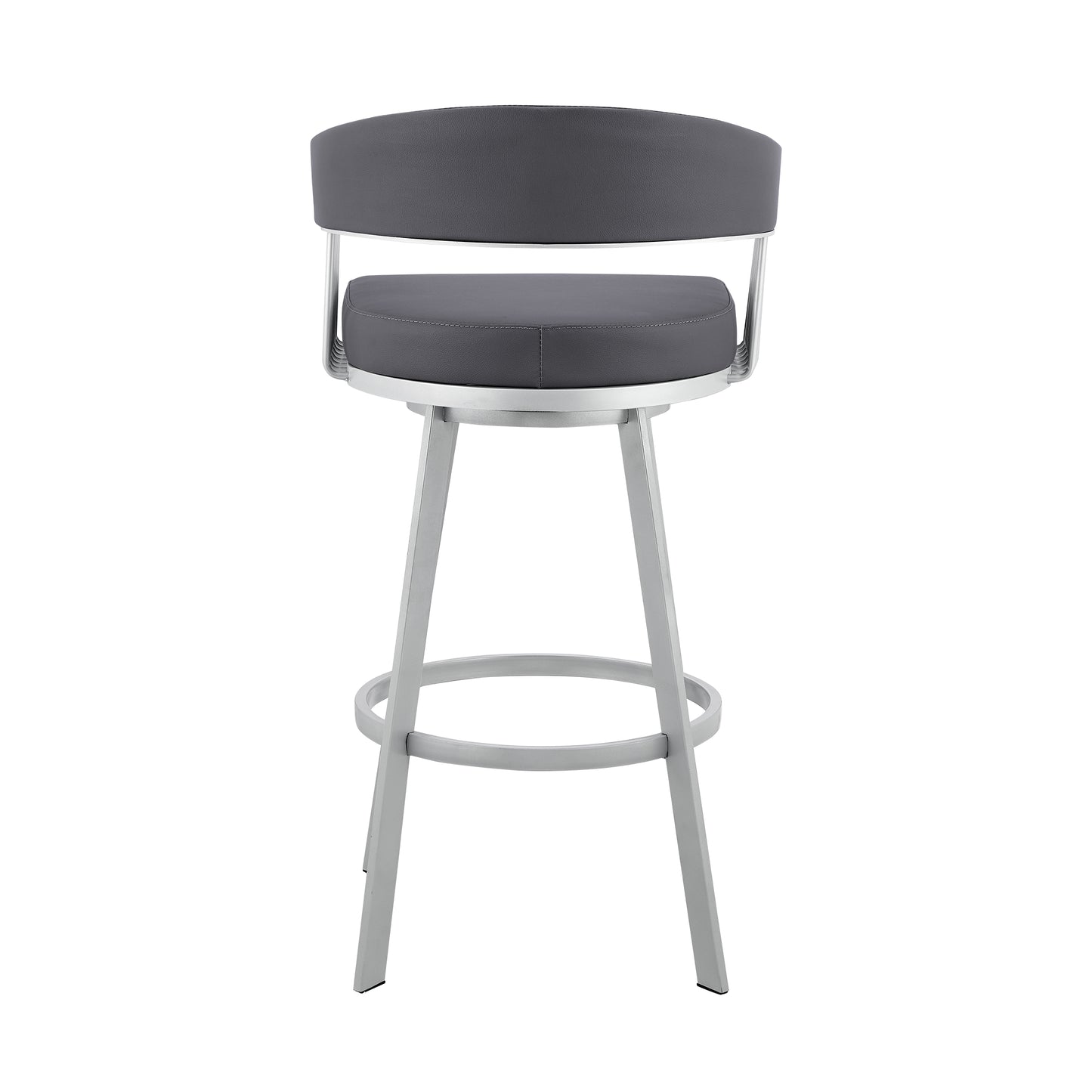 Bronson 25" Slate Grey Faux Leather and Silver Metal Bar Stool By Armen Living | Bar Stools | Modishstore - 6