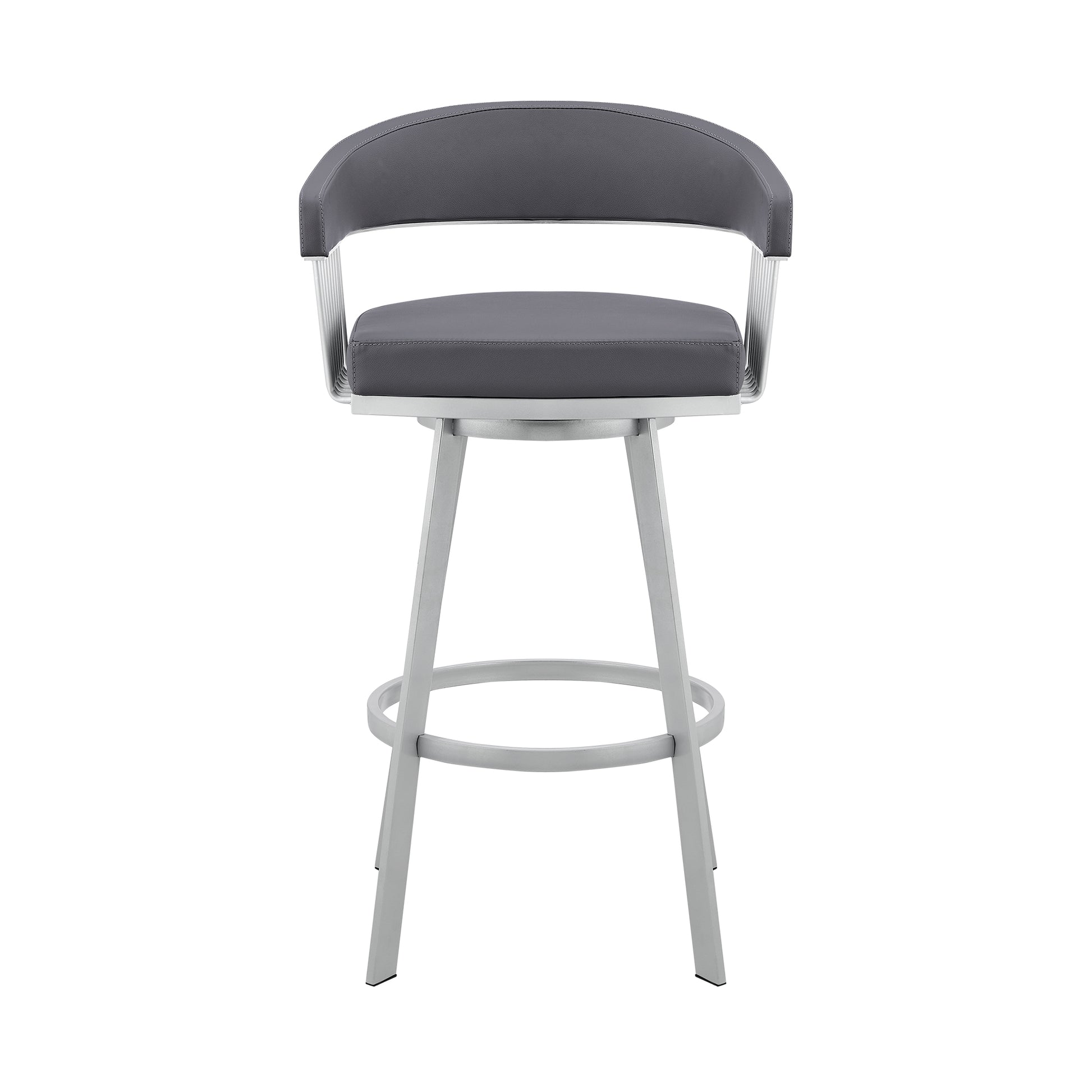 Bronson 29" Slate Grey Faux Leather and Silver Metal Bar Stool By Armen Living | Bar Stools | Modishstore - 3