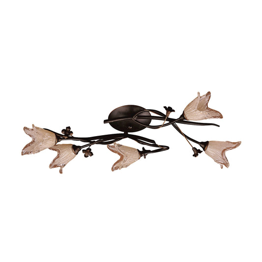 Fioritura 5-Light Flush Mount in Aged Bronze with Floral-shaped Glass ELK Lighting | Ceiling Lamps | Modishstore