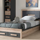 Baxton Studio Pandora Modern and Contemporary Dark Grey and Light Brown Two-Tone 2-Drawer Twin Size Storage Platform Bed | Modishstore | Beds
