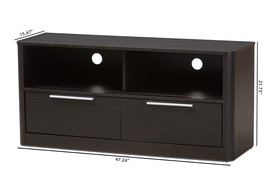 Baxton Studio Carlingford Modern and Contemporary Espresso Brown Finished Wood 2-Drawer TV Stand | TV Stands | Modishstore - 3