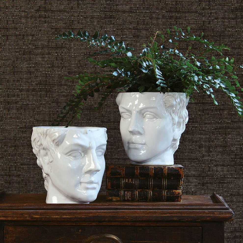HomArt Juno Ceramic Head Cachepot - White - Set of 4-3