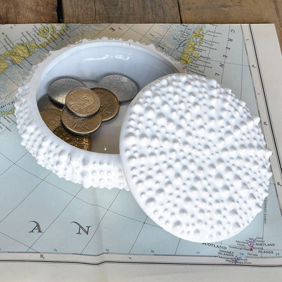 HomArt Urchin Ceramic Box - White - Set of 4-5