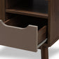 Baxton Studio Britta Mid-Century Modern Walnut Brown and Grey Two-Tone Finished Wood Nightstand | Nightstands | Modishstore - 3