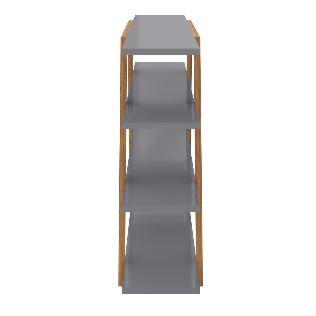 Manhattan Comfort Gowanus Geometric 47.24 Modern Ladder Bookcase with 4 Shelves in Grey | Bookcases | Modishstore-3