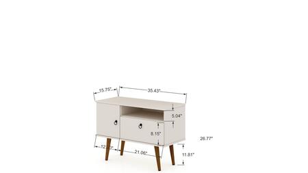 Manhattan Comfort Tribeca 35.43 Mid-Century Modern TV Stand with Solid Wood Legs in Off White | TV Stands | Modishstore - 4