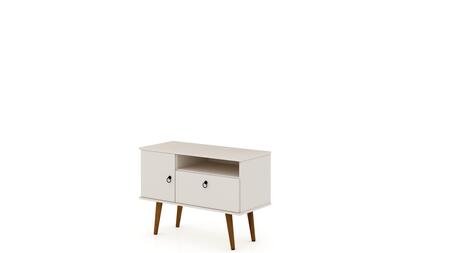 Manhattan Comfort Tribeca 35.43 Mid-Century Modern TV Stand with Solid Wood Legs in Off White | TV Stands | Modishstore - 5