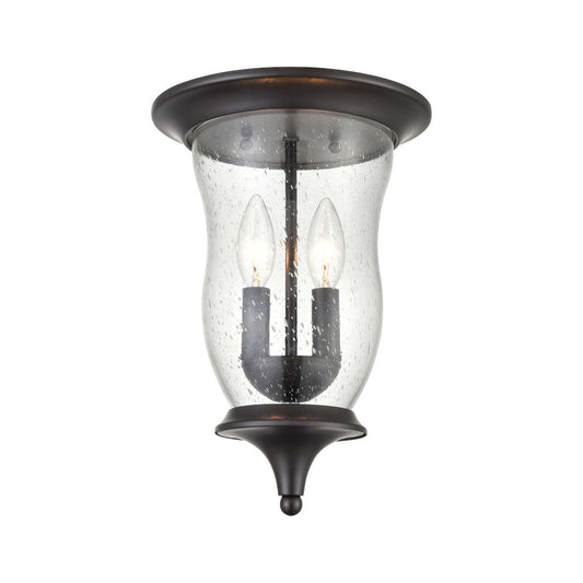 Trinity Series Outdoor Flush Mount in Oil Rubbed Bronze with Seeded Glass | Ceiling Lamps | Modishstore