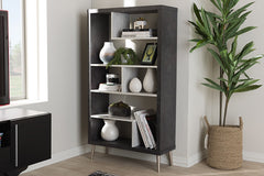 Baxton Studio Atlantic Modern and Contemporary Dark Brown and Light Grey Two-Tone Finished Wood Display Shelf