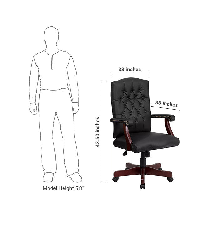Flash Furniture Martha Washington Black Leather Executive Swivel Office Chair | Office Chairs | Modishstore - 5