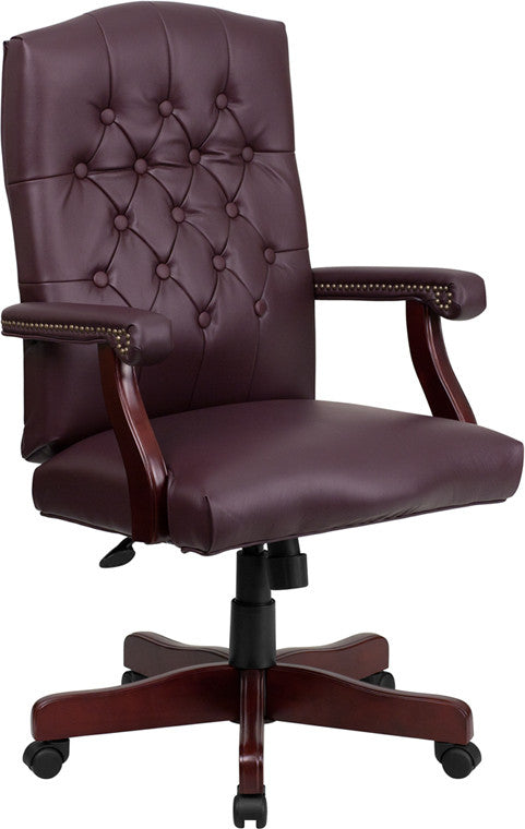 Flash Furniture Martha Washington Burgundy Leather Executive Swivel Office Chair | Office Chairs | Modishstore