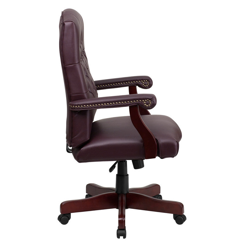 Flash Furniture Martha Washington Burgundy Leather Executive Swivel Office Chair | Office Chairs | Modishstore-4