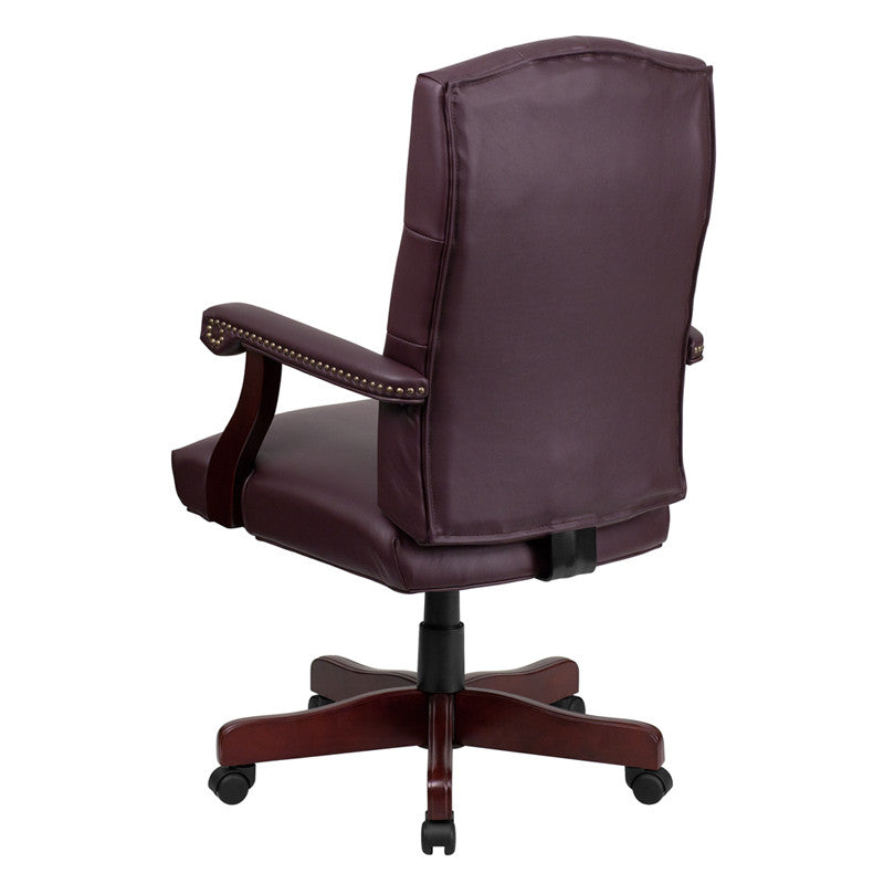 Flash Furniture Martha Washington Burgundy Leather Executive Swivel Office Chair | Office Chairs | Modishstore - 3