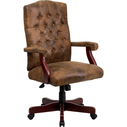 Bomber Brown Classic Executive Swivel Office Chair With Arms By Flash Furniture | Office Chairs | Modishstore