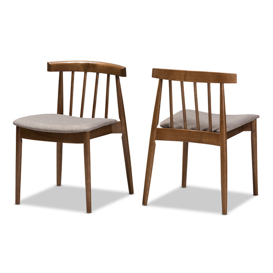 Baxton Studio Wyatt Mid-Century Modern Walnut Wood Dining Chair (Set of 2) | Dining Chairs | Modishstore