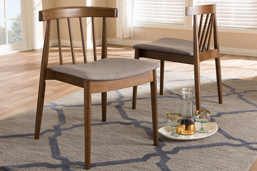 Baxton Studio Wyatt Mid-Century Modern Walnut Wood Dining Chair (Set of 2) | Dining Chairs | Modishstore - 2